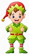 Ilustración vectorial de Dibujos animados elfo de Navidad dando un ...
