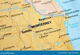Una Foto De Monterrey En Un Mapa Foto de archivo - Imagen de macro ...
