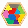 11Pcs Geometric Wooden Colorful Puzzle Early Education Jigsaw Heart ...