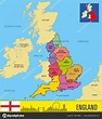 Politische Landkarte Englands mit Regionen und ihren Hauptstädten ...