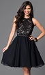 Knee-Length Lace-Bodice Homecoming Dress - PromGirl