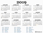 2019 Calendar Printable Calendar Printables 2019 Calendar Calendar ...