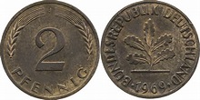 Bundesrepublik Deutschland 2 Pfennig 1969 J Kursmünze (1950-1969) PP ...