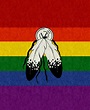 Customizable Two-Spirit Pride Flag. Rainbow flag with white feathers ...