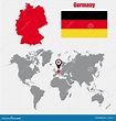 Mapa De Alemania En Un Mapa Del Mundo Con El Indicador De La Bandera Y ...
