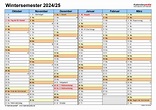 Semesterkalender 2024/25 für PDF zum Ausdrucken