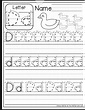 Trace Letter D Worksheets Preschool - TracingLettersWorksheets.com