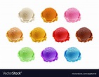 Ice cream scoops 10 set of different colors Vector Image