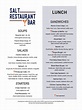 Salt Restaurant & Bar Lunch Menu | PDF | Salad | Coleslaw