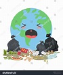 Sad Planet Earth Garbage Ecology Concept Stock Vector (Royalty Free ...
