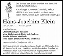 Traueranzeigen von Hans-Joachim Klein | www.abschied-nehmen.de