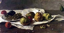 Manzanas, peras y uvas en una mesa - Gustave Courbet - como impresión ...