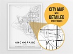 Printable Map of Anchorage AK Alaska USA With Street Names - Etsy