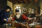 Leonardo da Vinci, artist and inventor, at work - Stock Image - H422 ...