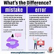 Difference between ERROR and MISTAKE? - English with Harry