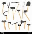 low poly tools pack, sledgehammer, hammer, axe, rake, Sickle, Scythe ...