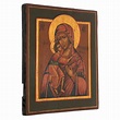Ícone Nossa Senhora de São Teodoro pintada sobre tábua antiga russa ...