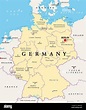 Alemania, mapa político. Estados de la República Federal de Alemania ...