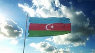 bandeira do azerbaijão balançando ao vento contra o lindo céu azul ...