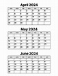 April, May and June 2024 Calendar – Calendar Options