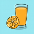 Fresco naranja jugo con Fruta en vaso dibujos animados vector ...