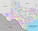 Mapa de los condados de Texas