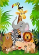 Animales De La Selva Africana animados | Ilustración a todo color con ...