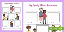 My Family Album Snapshots Worksheet / Worksheet