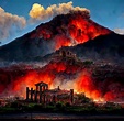 La erupción del volcán Vesubio sobre Pompeya