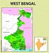 West Bengal map. Showing International and State boundary and district ...