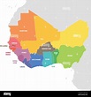 West Africa Region. Colorful map of countries in western Africa. Vector ...