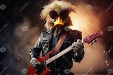 A Duck As a Rockstar with a Guitar Stock Illustration - Illustration of ...