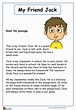 My Friend Jack English Comprehension Worksheet – English Treasure Trove ...