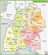 Administrative divisions map of Baden-Württemberg | Karte baden ...