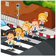 Niños cruzando la calle | Descargar Vectores Premium