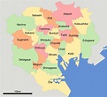 Tokyo districts map - Map of Tokyo districts (Kantō - Japan)