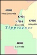 LAFAYETTE Indiana, IN ZIP Code Map Downloads