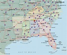 Southeastern Map Region Area | Maps of the United States | Map, Lincoln ...