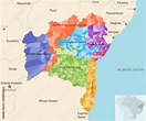 Brazil state Bahia administrative map showing municipalities colored by ...