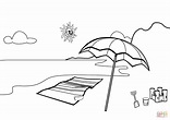 Dibujo de Escena de playa para colorear | Dibujos para colorear imprimir gratis