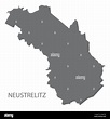 Neustrelitz mapa de la ciudad alemana ilustración gris silueta forma ...