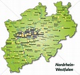 Karte von Nordrhein-Westfalen als Übersichtskarte in - Lizenzfreies ...