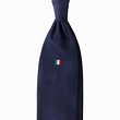 Italian Flag Handrolled Woven Silk Jacquard Tie - Navy - Viola Milano