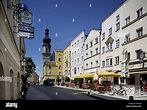 Germany Bavaria Chiemgau Trostberg old town pavement cafés Southern ...