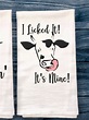 Set of 3 Cow Kitchen Towels With Funny Sayings I Herd You | Etsy