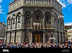 Florence. Baptistry, Gates of Paradise, East Door, Duomo square. Piazza ...
