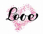 vector word love calligraphy lettering on the background of pink ...