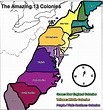 13 colonies map - Free Large Images