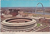 Busch Memorial Stadium and Civic Center with Gateway Arch in St. Louis ...