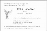 Traueranzeigen von Erika Honecker | trauer.marbacher-zeitung.de